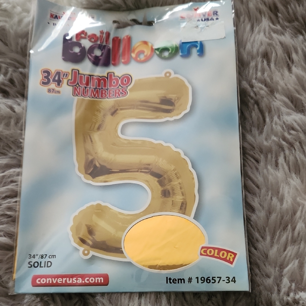 Gold Jumbo Number 5 Balloon